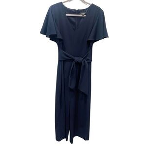 Tahari Jumpsuit Women's 12 Arthur S. Levine Navy Blue One Piece Pantsuit